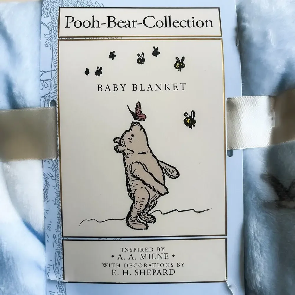 NEW Winnie the Pooh Kites Baby Blanket Eeyore Piglet- Blue White